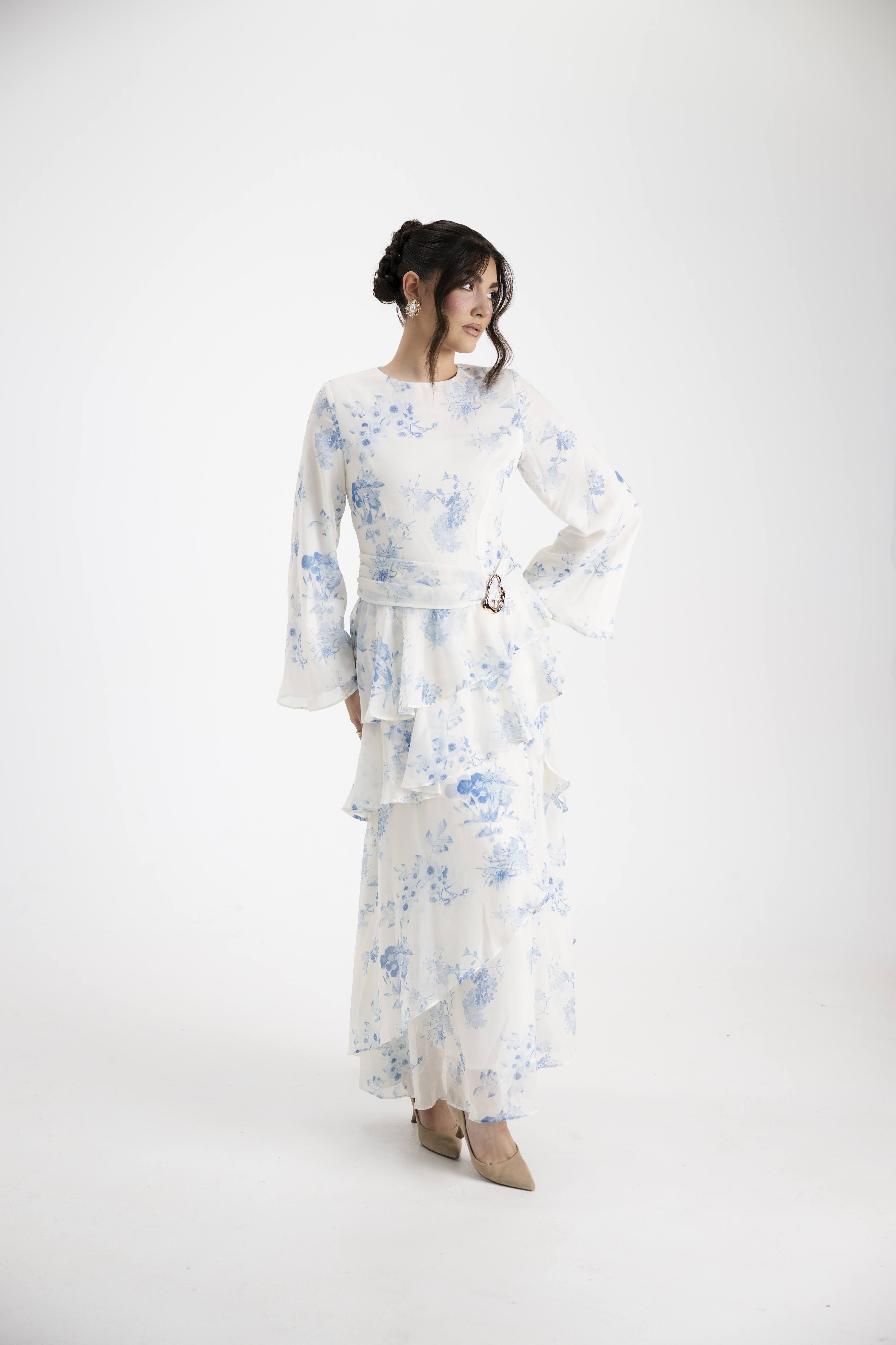 Ada Dress in Blue Floral