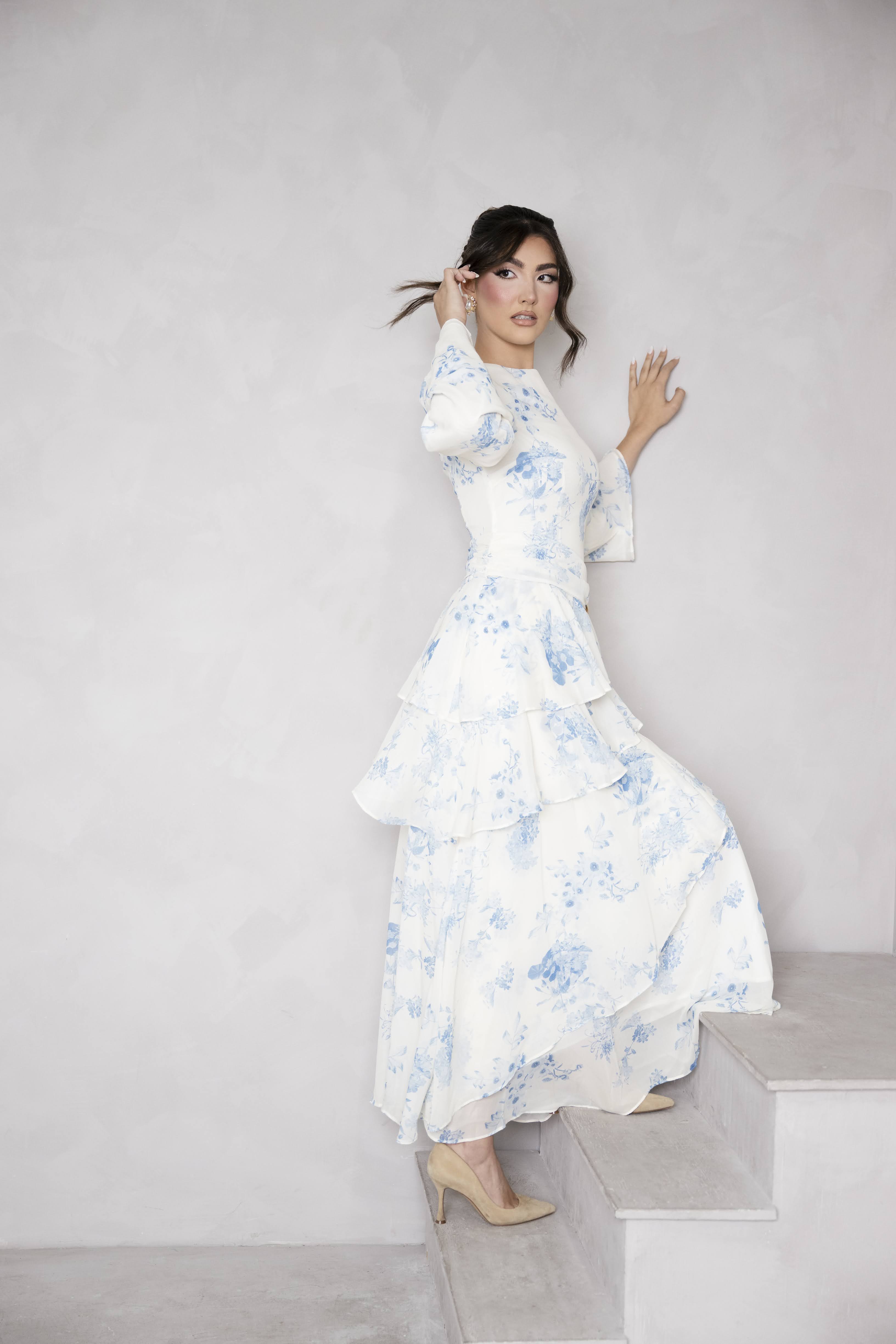 Ada Dress in Blue Floral