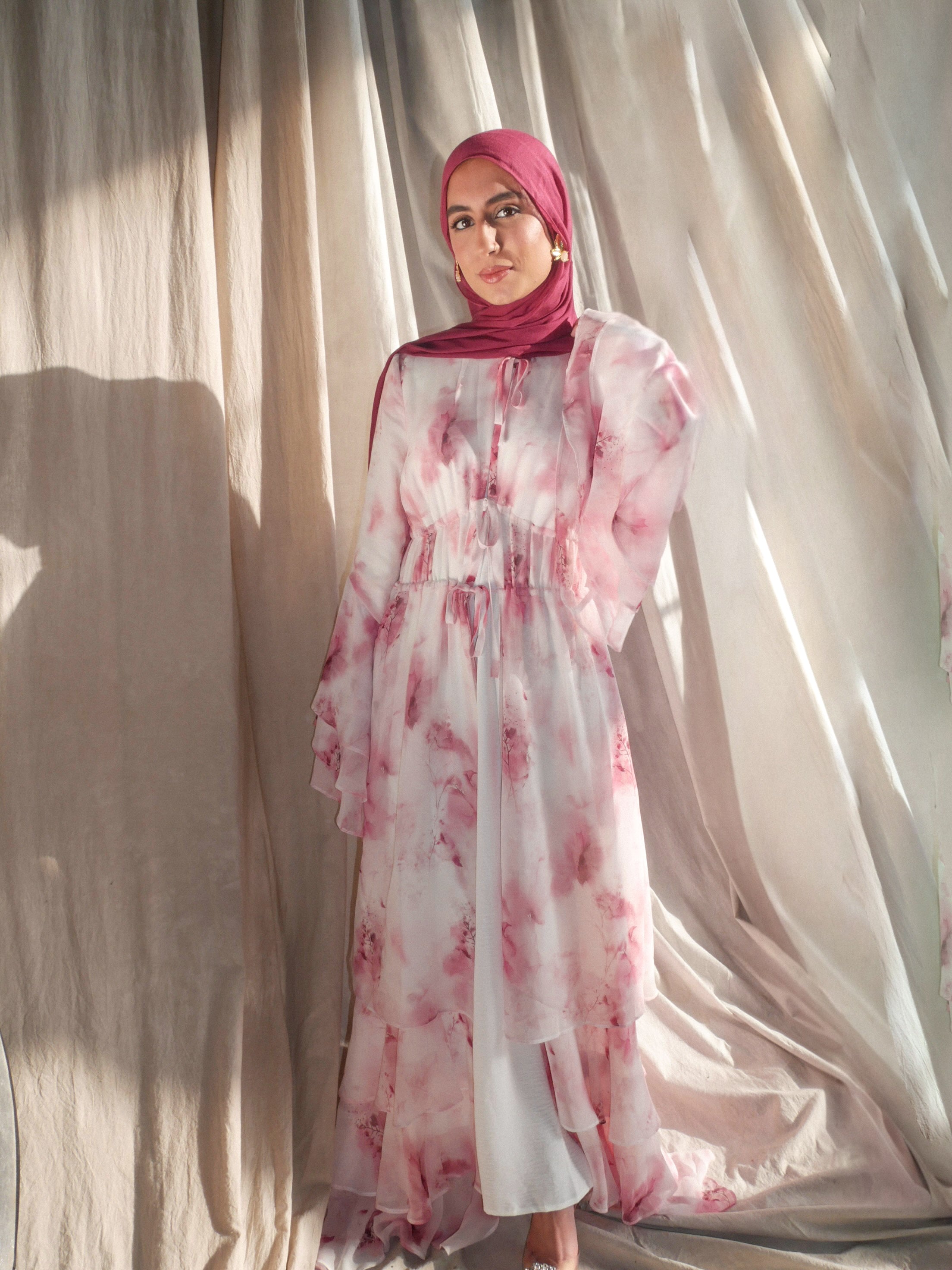 Serene Abaya in Pink Floral