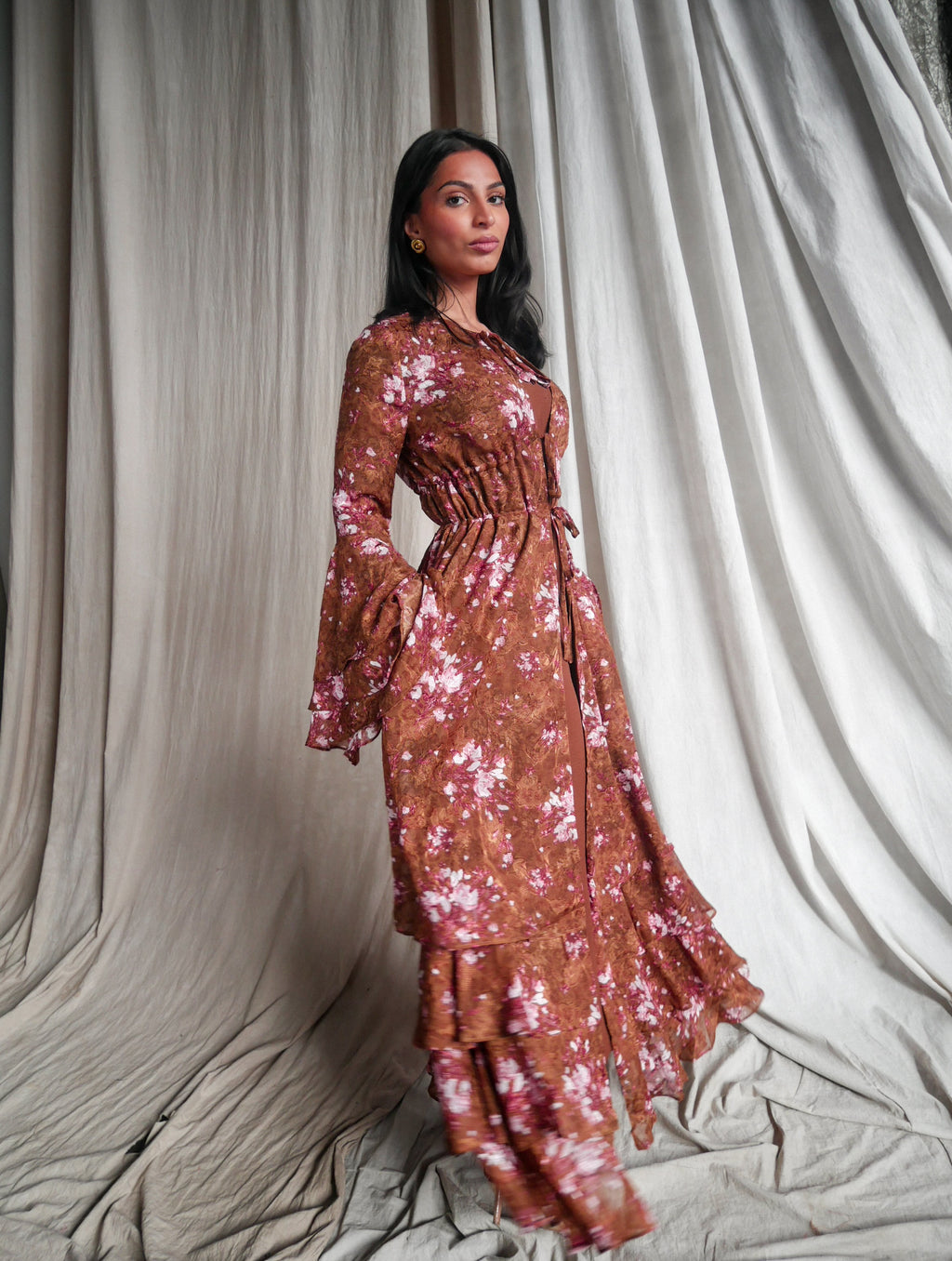 Serene Abaya in Brown Floral