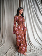 Serene Abaya in Brown Floral